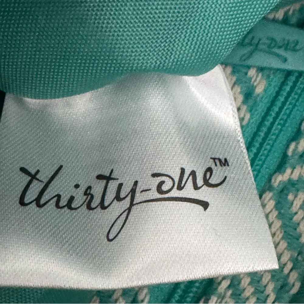 NEW Thirty One Organizing Shoulder Bag Turquoise Graphic Weave Crossbody Purse - Picture 9 of 10